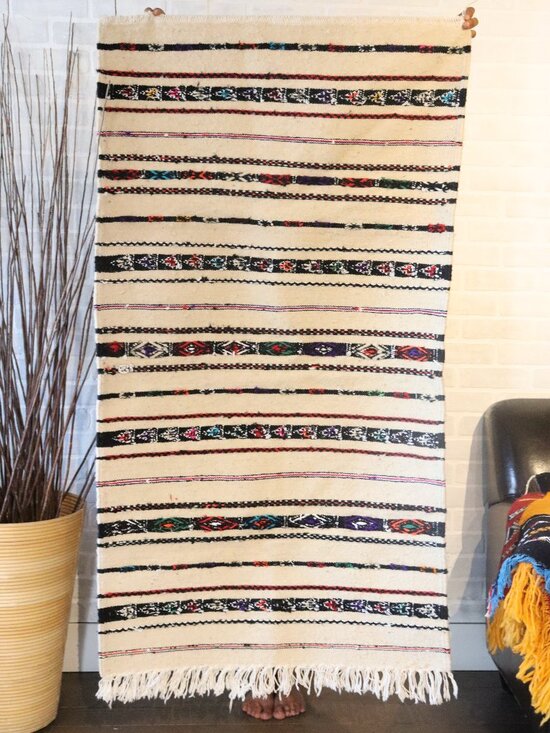 Handmade Other - CLOSING SALE NEW Handmade beige Moroccan Rug, Tribal rug, boho decor 25 by 48 in